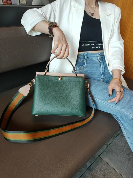Color: Dark Green - Large Capacity Soft Cowhide Simple All-match Shoulder Bag Q119-CJNS178492905EV