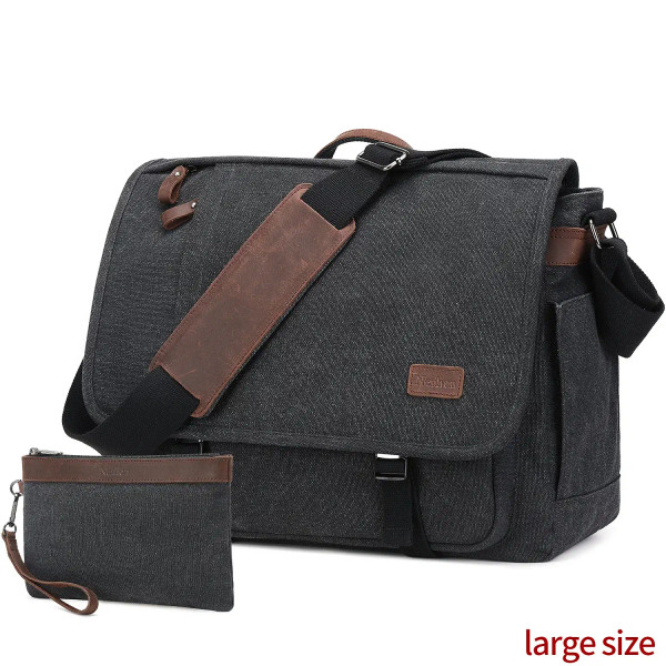 Color: Brown - Waterproof Canvas Messenger Bag for Men, Messenger Bag  ,Shoulder Bag, Casual Comput F640-12000037135116008
