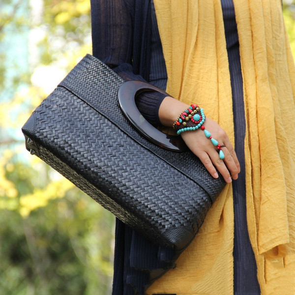 New Original Handmade Straw Bag Rattan Women's Handbag Q119-CJNS1857718