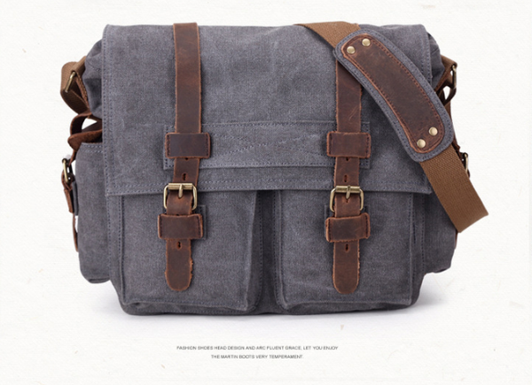 Style: Grey, Size: L - Men's canvas shoulder bag Q119-CJBHNSNS12534-Grey-L
