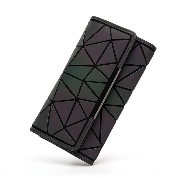 Style: 7 - Women Geometry Three Folds Wallets Women Long Wallet Purse Luminous Zipper Ladies Clutch Q119-CJBHNSNS03181-7