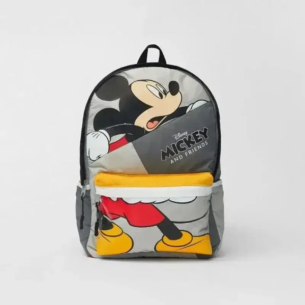 Color: GRAY - Disney New Mickey Cartoon Fashion Backpack Women's Minnie Canvas School Bag Boys and  F640-12000041508975707
