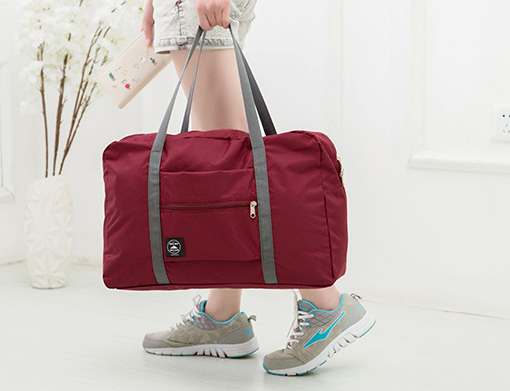 Color: Red wine - Travel bag large-capacity folding storage bag duffel trunk luggage Q119-CJBHNSNS02324-Red wine