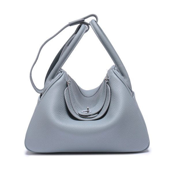 Color: Linen blue, Model: 30 - Cow leather lychee platinum bag doctor bag medicine bag Q119-CJBHNSNS06745-Linen blue-30