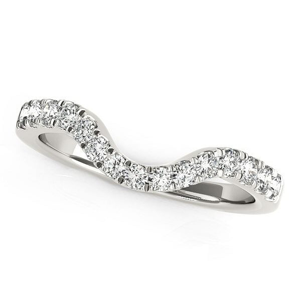 Size: 3 - 14k White Gold Curved Style Wedding Ring with Diamonds (1/3 cttw) P150-46357-3