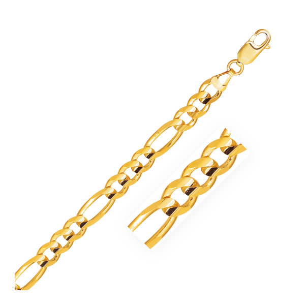 Size: 22'' - 14k Yellow Gold Solid Figaro Chain (7.00 mm) P150-43765-22