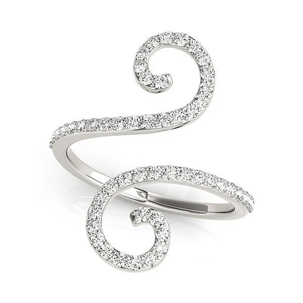Size: 3.5 - 14k White Gold Diamond Open Flourish Style Ring (1/2 cttw) P150-05875-3.5