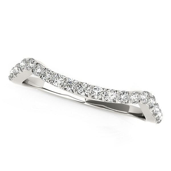 Size: 8 - 14k White Gold Modern Curvy Design Diamond Wedding Band (1/5 cttw) P150-44697-8