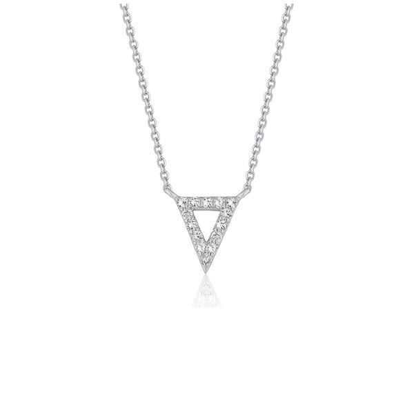 Size: 16'' - Diamond Inverted Triangle Pendant in 14k White Gold P150-16783-16