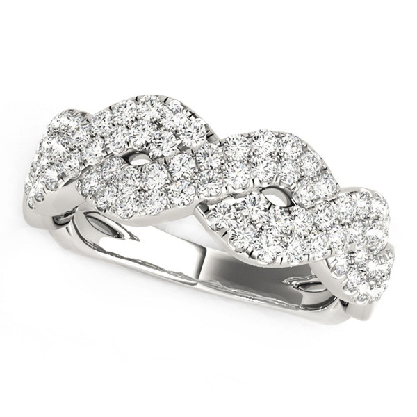 Size: 5 - Diamond Studded Interlocking Waves Ring in 14k White Gold (5/8 cttw) P150-37964-5
