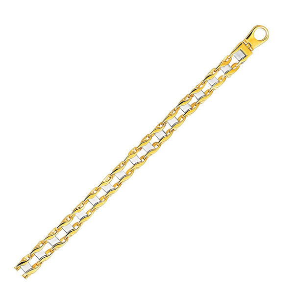 Size: 8.5'' - 14k Two-Tone Gold Men's Bracelet with S Style Bar Links P150-39962-8.5