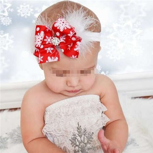Snowflake Red Bowknot Design High Fashion Baby/ Toddler Hair Band A392-bbj187