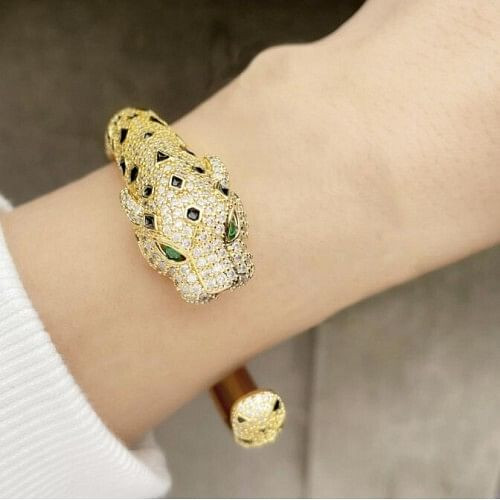 18K Gold Plated Cubic Zirconia Inlaid Lion Designer Luxury Fashion Wholesale Bracelet A392-fabr3048