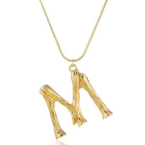 Punk High Fashion Alphabets Golden Alloy Costume Necklace - M A392-fane5562