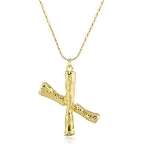 Punk High Fashion Alphabets Golden Alloy Costume Necklace - X A392-fane5573