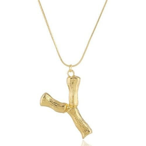 Punk High Fashion Alphabets Golden Alloy Costume Necklace - Y A392-fane5574