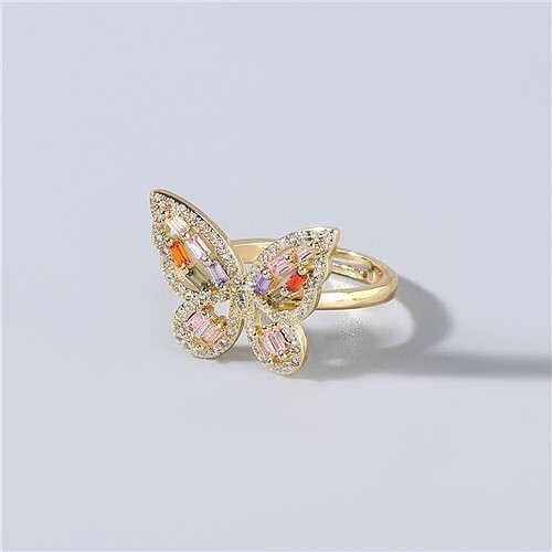 Super Shining Rhinestone Embellished Gorgeous Butterfly High Fashion Women Wholesale Costume Ring - A392-fari0890
