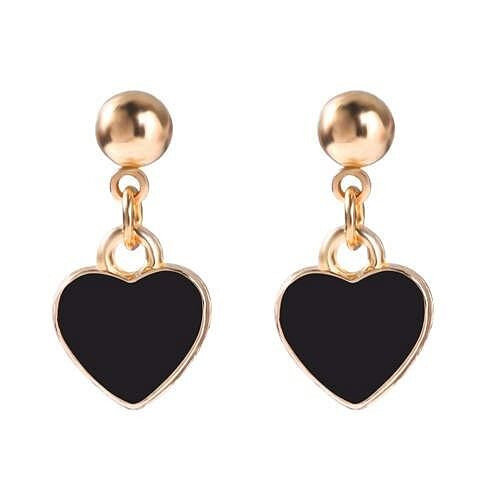 Oil-spot Glazed Valentine's Day Heart Fashion Women Wholesale Dangle Earrings - Black A392-fear7376