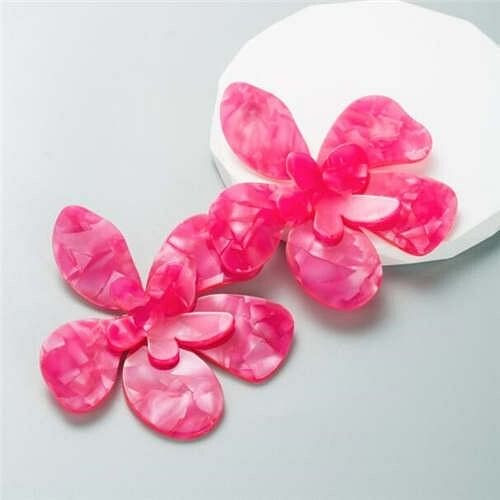 U.S. Vintage Fashion Unique Acrylic Flower Women Costume Earrings - Rose A392-fear8061