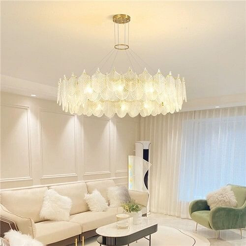 Luxury French Style Home Light Glass Leaf Chandelier A392-flig0105