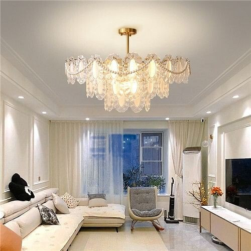 Luxury French Style Home Light Pearl Decorated Crystal Chandelier A392-flig0106