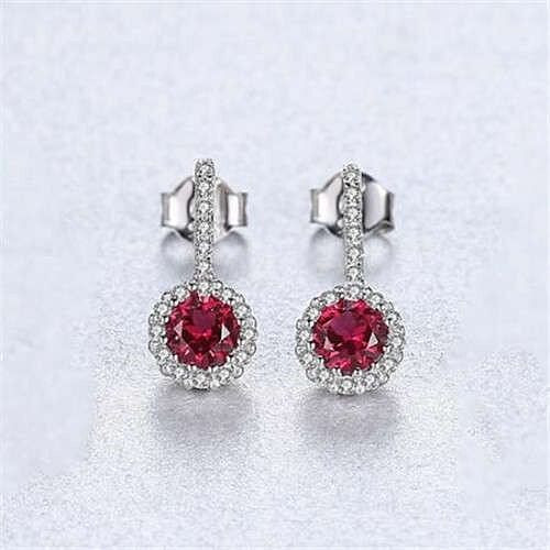 Classic Flower Pattern Wholesale 925 Sterling Silver Drop Earrings - Red A392-sear0246