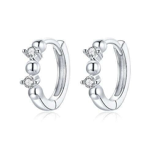 Elegant Design Wholesale 925 Sterling Silver Jewelry Cubic Zirconia Huggie Earrings A392-sear0270