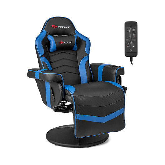 Massage Video Gaming Recliner Chair with Adjustable Height-Blue B593-CB10538