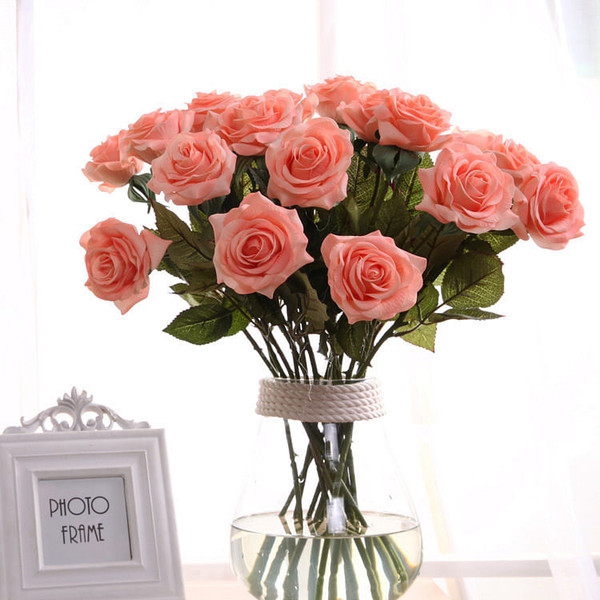 Rose Artificial Flowers Single Branch Fake Flower for Home Decoration Wedding Moistening Silk Roses C122-1217256