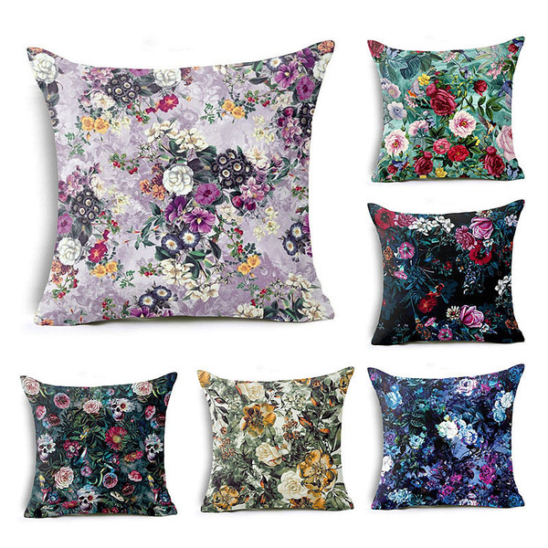 Honana BX 45x45cm Home Decoration Colorful Flowers Plants 6 Optional Patterns Pillow Case C122-1340324