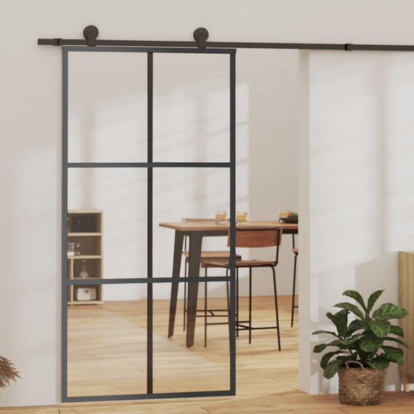 Sliding Door ESG Glass and Aluminum 40.2"x80.7" Black A949-151013
