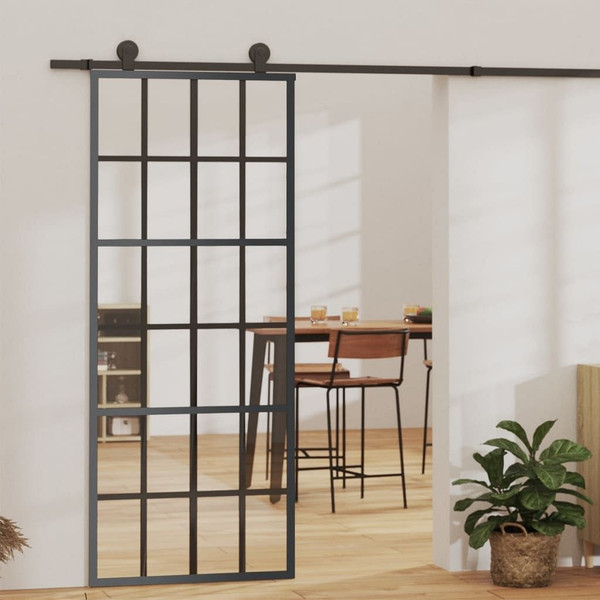 Sliding Door ESG Glass and Aluminum 29.9"x80.7" Black A949-151020