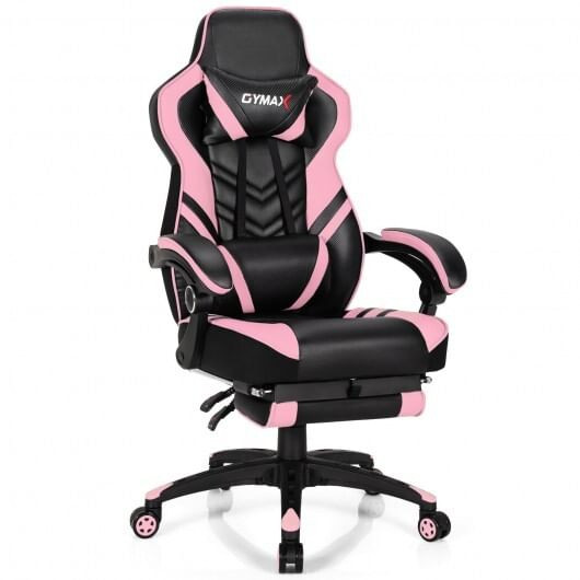 Adjustable Gaming Chair with Footrest for Home Office-Pink - Color: Pink D681-HW67570PK