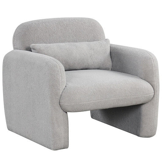 Modern Accent Chair with Waist Pillow and Armrests for Living Room Bedroom-Gray - Color: Gray D681-HV10688GR
