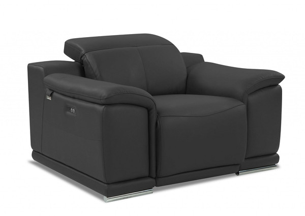 Mod Charcoal Gray Italian Leather Recliner Chair N270-476508