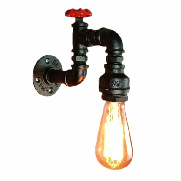 Industrial Rustic Steampunk Metal Black Water pipe Ceiling Wall Light Sconce~1586 T575-S0671387303