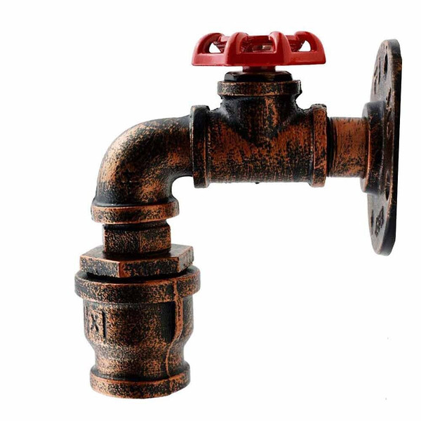 Rustic Red Wall Lights Industrial Metal Water Pipe Wall Lamp~1583 T575-S0671386933