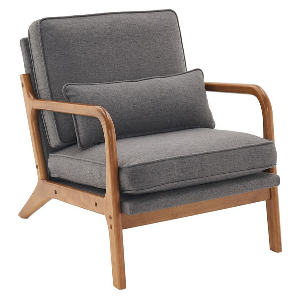 Oak Armrest Oak Upholstered Single Lounge Chair Indoor Lounge Chair Dark Grey T575-S0671275518