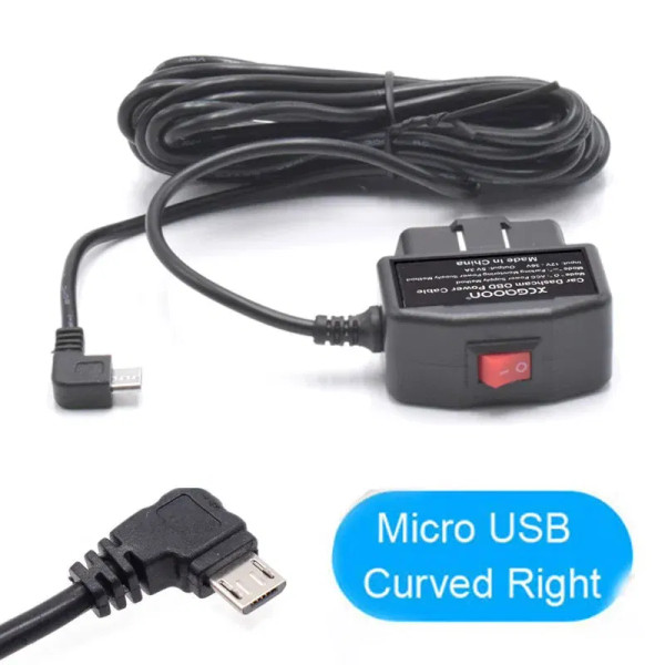 Color Name: Orange - 24Hours Mini Mico USB Ports 5V 3A Car Charge Cable OBD Hardwire Cord 3.5Meters F640-12000023962400348