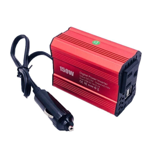 Dual USB 150W DC 12V to AC 110V/220V Power Converter Car Charger Adapter Car Inverter US Socket red K484-PEL_09LYDSQL