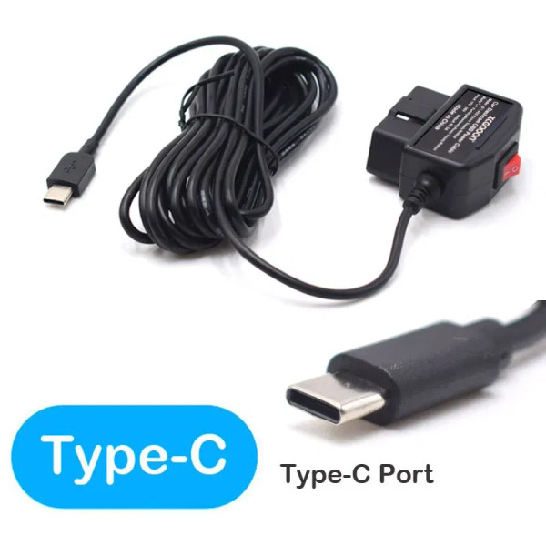 Color Name: Yellow - 24Hours Mini Mico USB Ports 5V 3A Car Charge Cable OBD Hardwire Cord 3.5Meters F640-12000034538991741