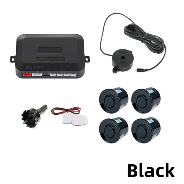 Color Name: black - HIPPBQCC Car Parking Sensor Kit 4 Sensors Buzzer 22mm Reverse Backup Radar Soun F640-12000038714128620