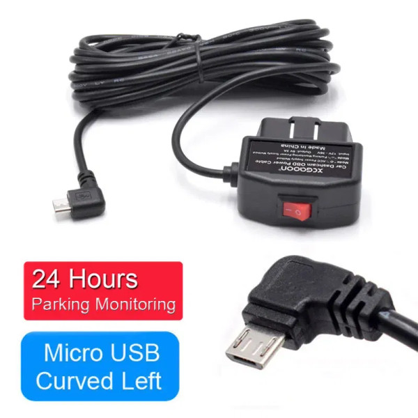 Color Name: Red - Dash Cam Camcorder Vehicle DVR 24Hours Car Charging Cable OBD Hardwire Cord Mini  F640-12000037949984139