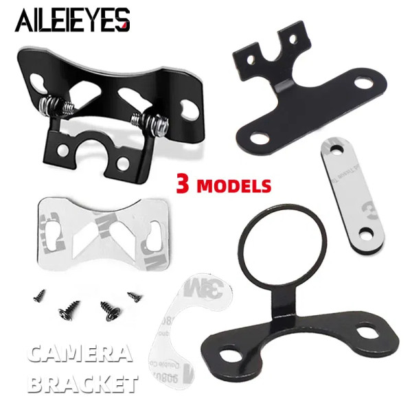 Color Name: Black - Universal Car Rear Camera Mounting Bracket Black Stainless Steel Holder Case Fo F640-12000025047594546