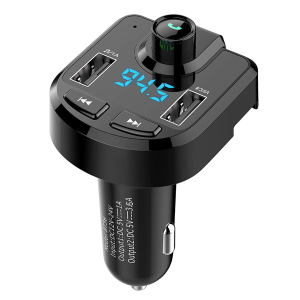 Bluetooth Mp3 Player Hands-free Car Kit Fm Transmitter Dual Usb Fast Charging Car Charger Power Ada K484-PAU_0IYU3FI1