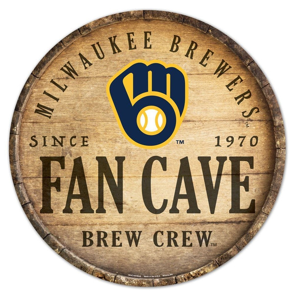 Milwaukee Brewers Sign Wood 14 Inch Round Barrel Top Design Z157-9416628628