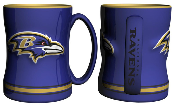 Baltimore Ravens Coffee Mug 14oz Sculpted Relief Team Color Z157-629328264
