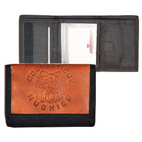 Connecticut Huskies Leather/Nylon Embossed Tri-Fold Wallet Z157-2499496359