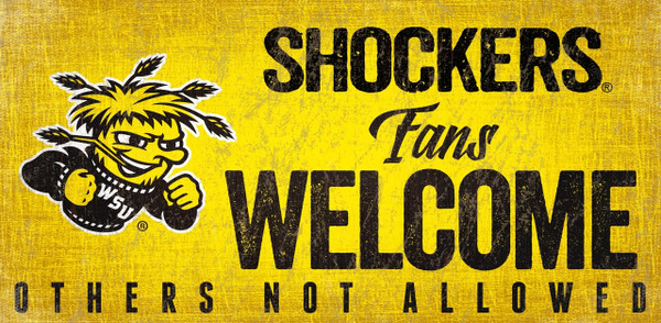 Wichita State Shockers Sign Wood 12x6 Fans Welcome Design - Special Order Z157-7846014586