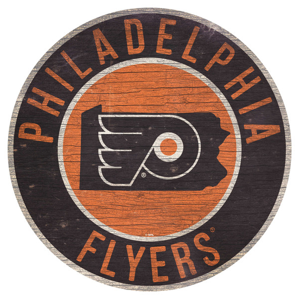 Philadelphia Flyers Sign Wood 12 Inch Round State Design Z157-7846037117